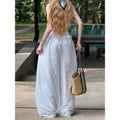 European and american style women's summer  new slim-fit hollow-out jacquard cropped inner top and fashionable casual pants set