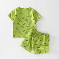 3-month-old and 2-year-old baby summer short-sleeved suit open pants pure cotton elastic waistband two-piece set breathable fork pants