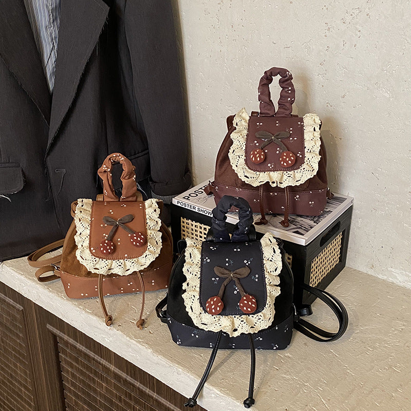 Fresh and sweet flap backpack - new autumn/winter lace school bag for girls
