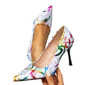Women's shoes wine mix color high heels women's stiletto heels fashion party pointed toe casual high heels casual women's shoes