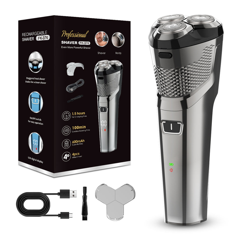 Floating triple-blade electric shaver, fully washable, usb quick charge, men's razor, cross-border wholesale