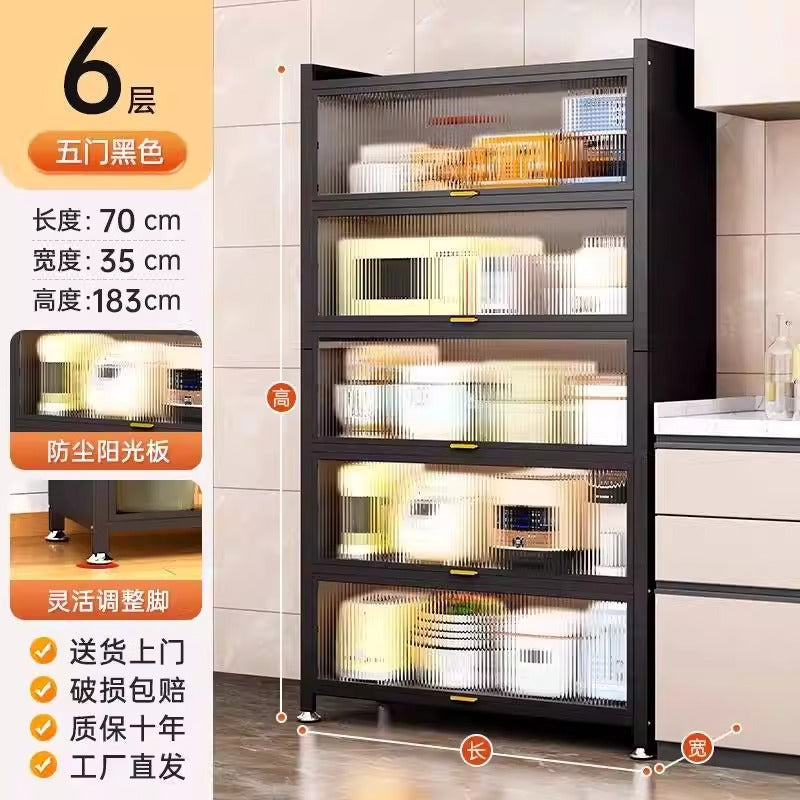 Kitchen floor-standing multi-layer storage rack storage cabinet multi-functional cabinet pot rack cupboard sandwich style sideboard