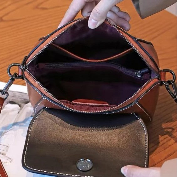 Oil wax cowhide women's bag shoulder crossbody women's bag practical multi-compartment casualfashion coin purse shell bag