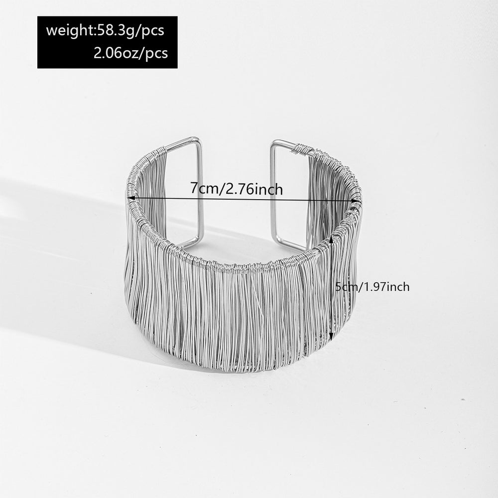 Wide alloy bracelet wholesale european and american cross-border jewelry fashion brushed stylish bracelet irregular opening bracelet for women