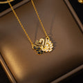 [titanium steel] fashion popular crystal swan necklace women's fashion simple pendant new light luxury sweater chain necklace