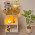 Cream style sofa round glass side table modern creative living room coffee table bedroom bedside table small table movable