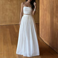 women's summer new arrivals: cross-border european & american fashion - sexy solid color camisole and maxi skirt set