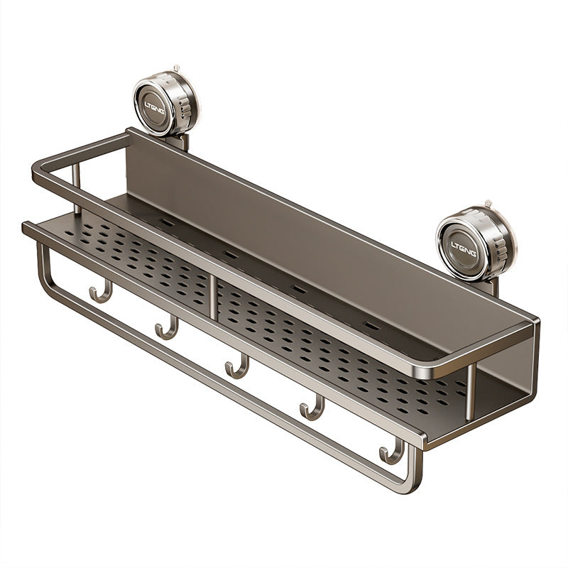 Space aluminum bathroom suction cup rack, wall-mounted non-punching bathroom towel rack, washstand, multi-functional storage