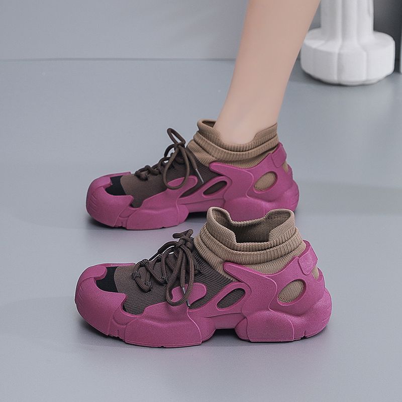 Spring & fallnew arrivaleasiest for matchtrendycasual sports running shoes soft flatsnon-slip flying woven socks breathable mesh women's shoes