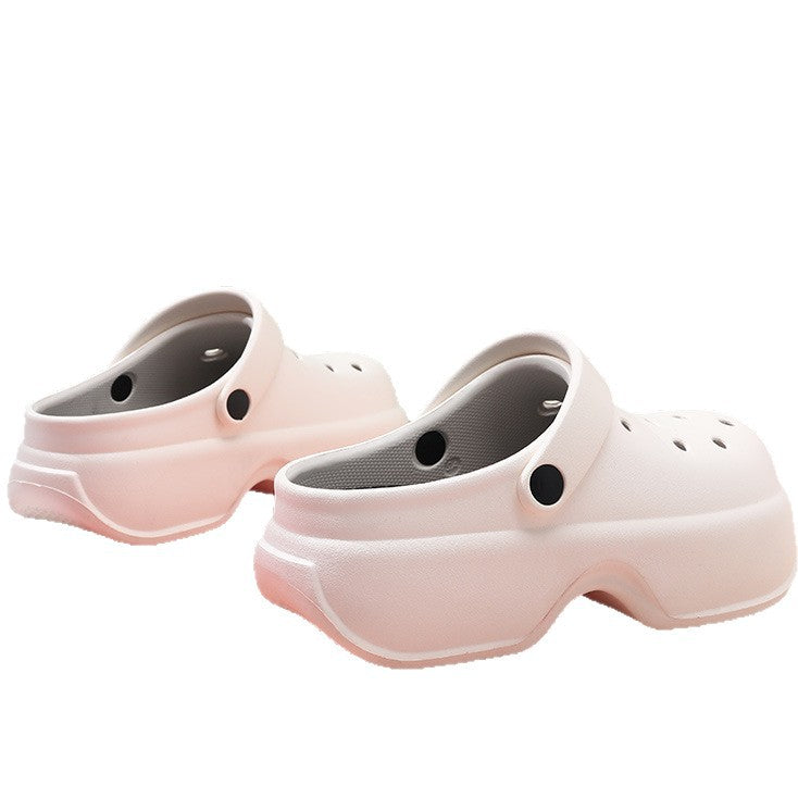 Thick sole crocs women's summer outwear 2026new arrivalnon-slip beach sandals show heightcute baotou slippers women