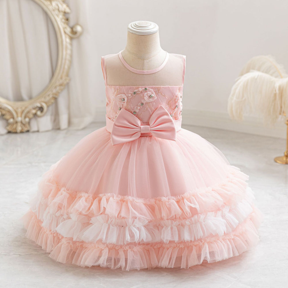 Exportready-made girldressbows tutu cake princess dress first birthday evening dressbaby dress