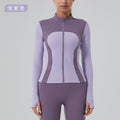 new arrival fitness wear slimming look yoga wear outwear sports outwear women's yoga wear long sleevestops stand collar zipper