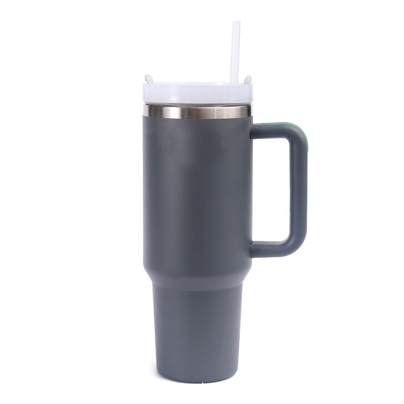 40oz 304 stainless steel large capacity insulated tumbler with handle, vacuum straw, car cup, gift water bottle, business gift