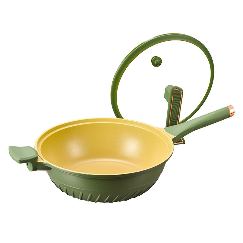 Household wok medical stone non-stick pan kitchen oil-free cooking pot gift pot three-piece pot set wholesale