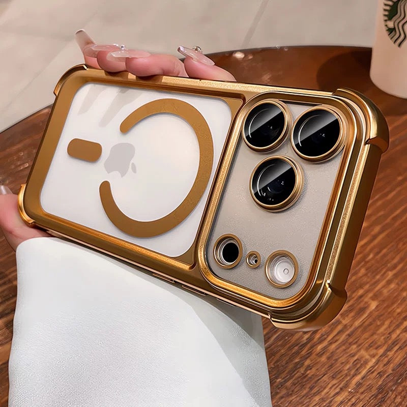 Suitable for iphone17pro mobile phone case high quality frosted four-corner magnetic airbag all-inclusive anti-fall apple 16/15
