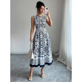 listing: new  women's original elegant vacation style sleeveless printed dress