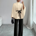 fashion:  new women's outfit - versatile stand collar, cinched waist, tie-waist cropped wool coat set