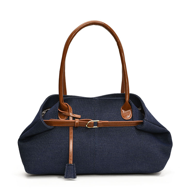 Casual denim underarm bag women's 2025 new fashion portable tote bag large capacity commuter shoulder bag