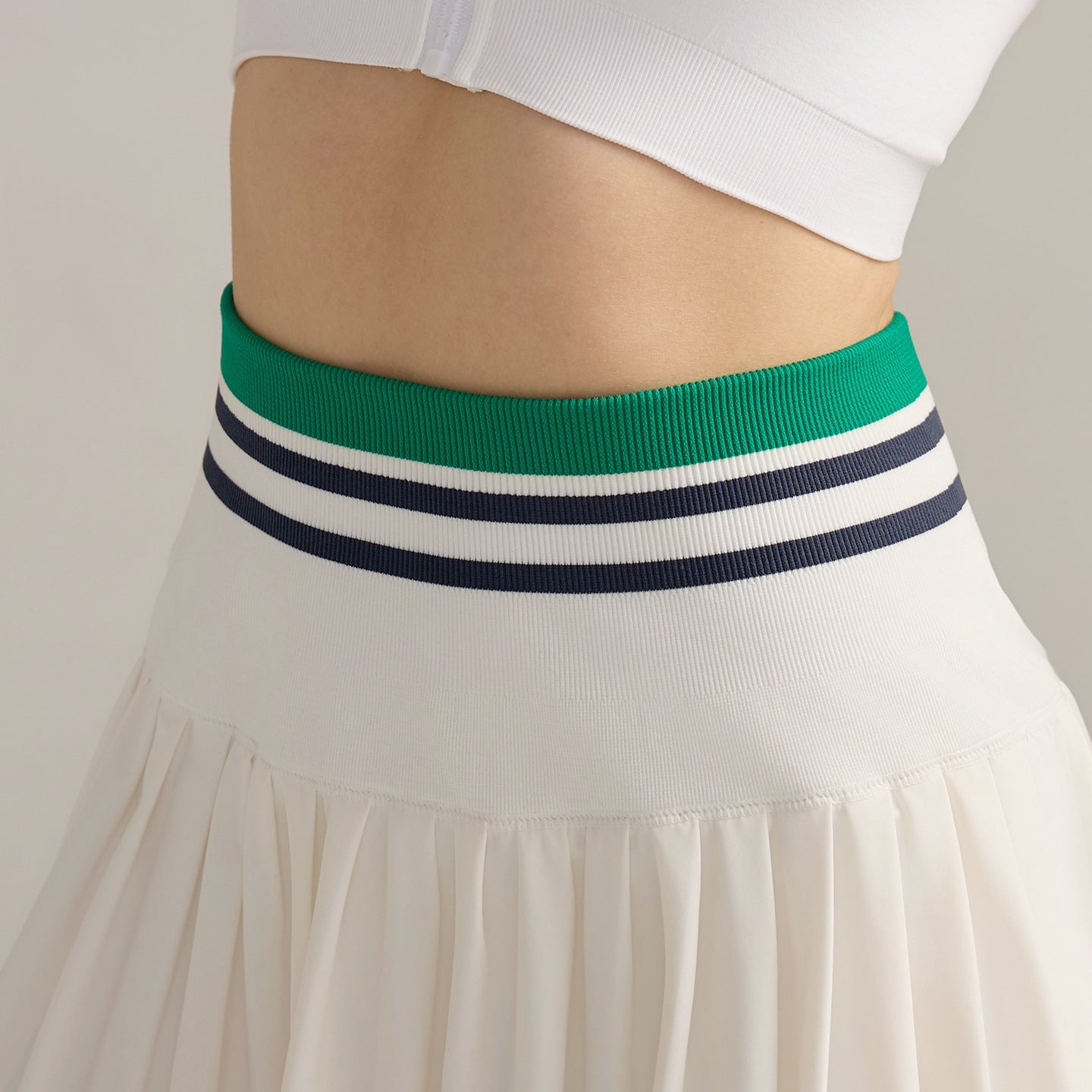 Summer tennis skirt high waist women's outdoor color matching running fitness casual pleated skirt summer anti-light sports skirt