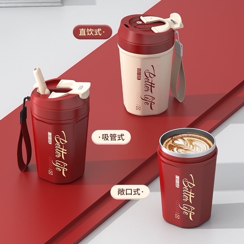 304 stainless steel coffee thermos - stylish design for women, cola & water bottle for men, portable travel mug,  gift idea
