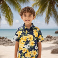 Summer lightweight kids' shirt - cool, mid-to-large boy's collared shirt, short-sleeve floral shirt, floral top - custom manufacturer