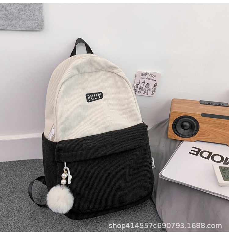 Backpack corduroy fabric is thick, soft and not easily deformed casual travel outing mommy bag girls backpack