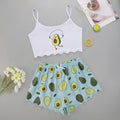 European and american summer women's sexy camisole top and shorts two-piece set - avocado print loungewear set - direct from the manufacturer