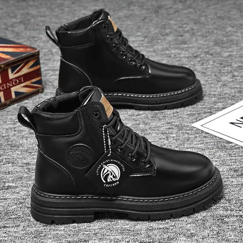 Boots men's shoes autumn winternew arrivalhigh topworkwear boots british style k-stylefashioneasiest for matchthick soleboots