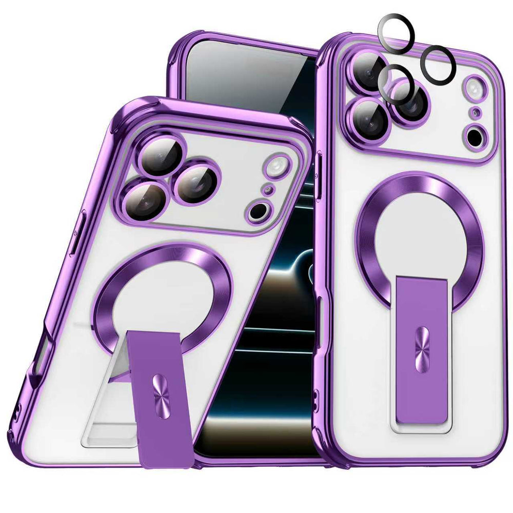 Electroplated shadow magnetic stand compatible iphone 17 pro case, apple 11 new anti-drop cross-border protective cover
