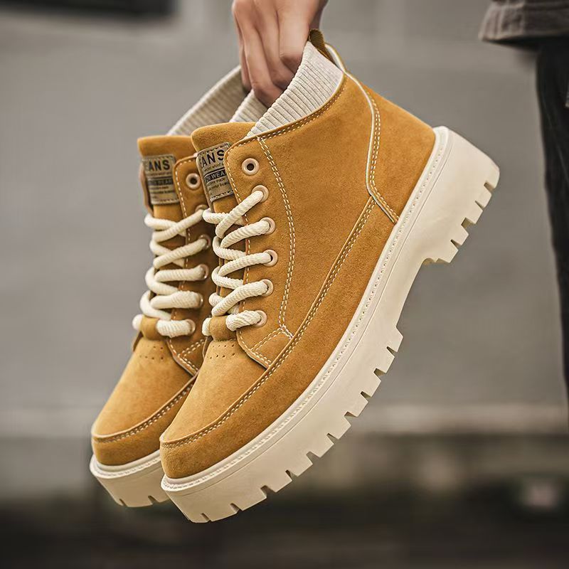 Men's 2025 spring collection: british style high-top outdoor vintage work boots, casual versatile martin boots, trendy footwear
