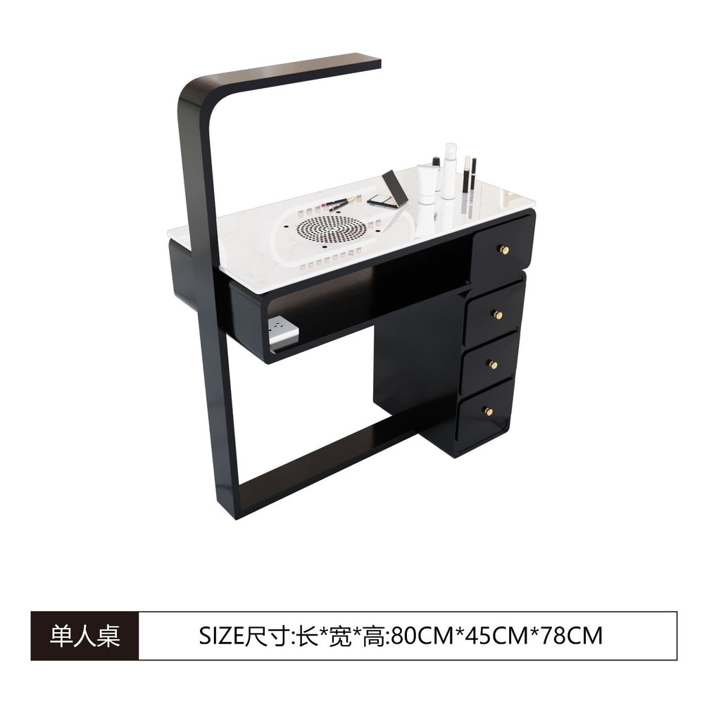Manufacturer's new arrival porcelain-free manicure table with marble tabletop, dust-proof with vacuum cleaner socket, manicure table and chair set