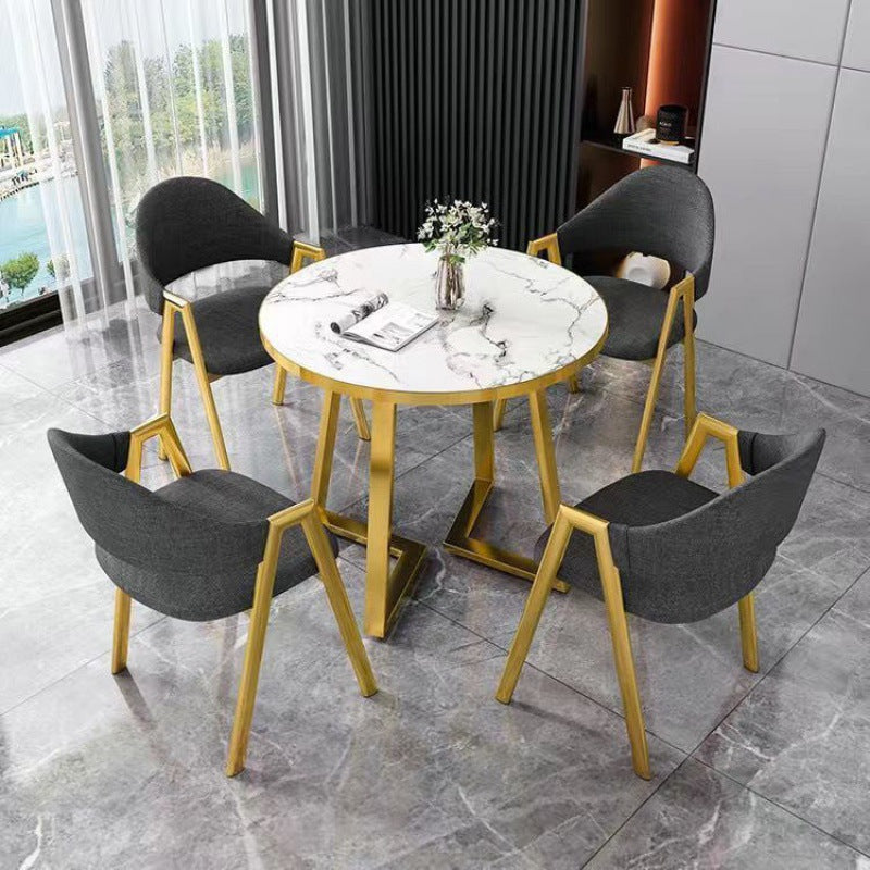 Nordic light luxury negotiation table and chair set - modern minimalist coffee shop/milk tea shop small round table for sales centers and casual reception areas