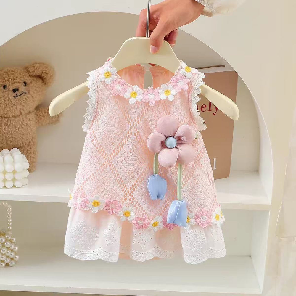 Summer princess romper dress - sleeveless bodysuit dress for baby girls - lightweight, perfect for newborn photoshoots, 100-day celebrations, and everyday wear