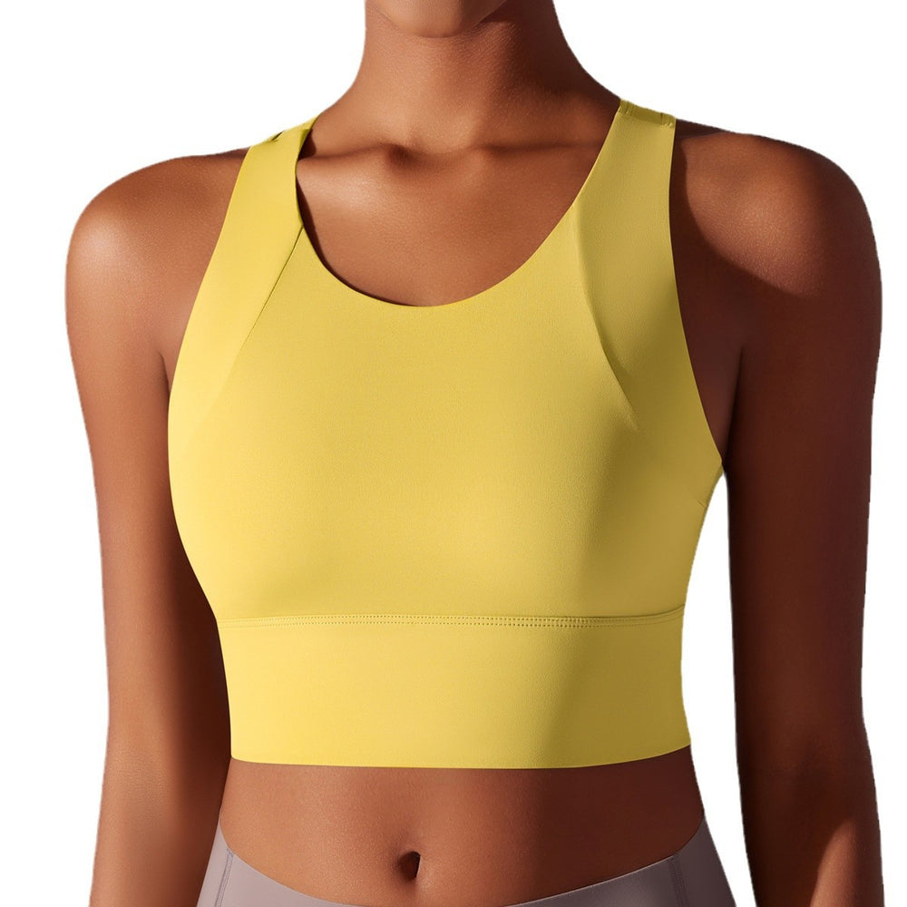 New arrival beautiful back fixed cup all-in-one yoga wear vest high intensity sports intimates women's bubble wrap fitness bra
