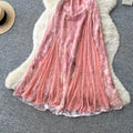 French riviera style pink floral print cami dress - women's summer korean high-waisted sleeveless slimming elegant maxi dress