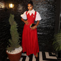 European and american style women's summer  elegant bubble sleeve blouse collar high waist slimming dress - faux two-piece