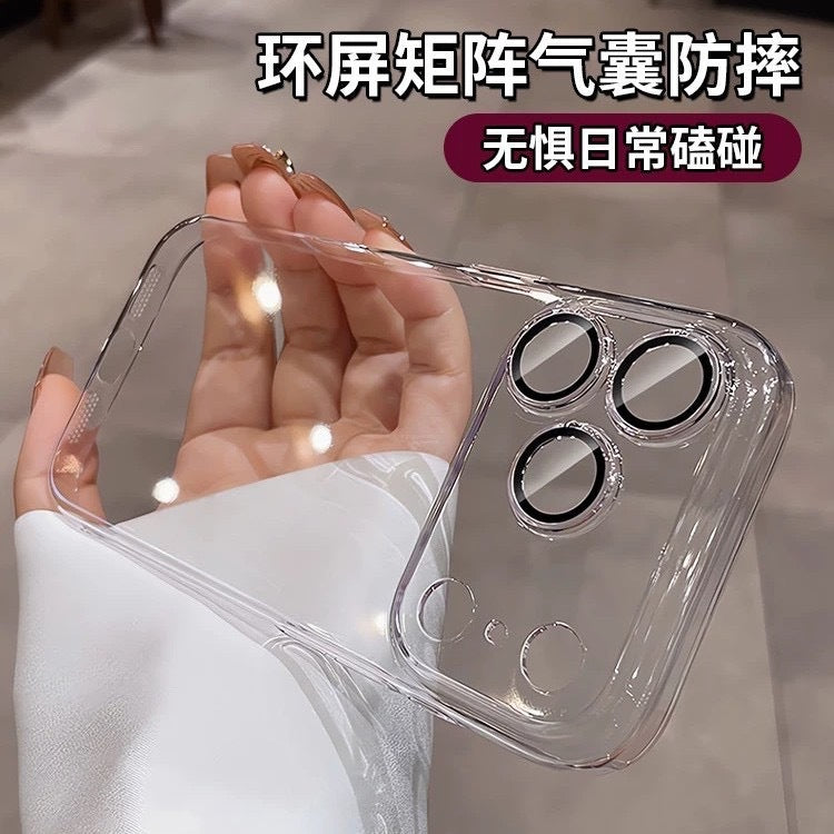 Suitable for iphone 17 pro max electroplated lens film phone case soft apple 15 transparent protective cover anti-fingerprint