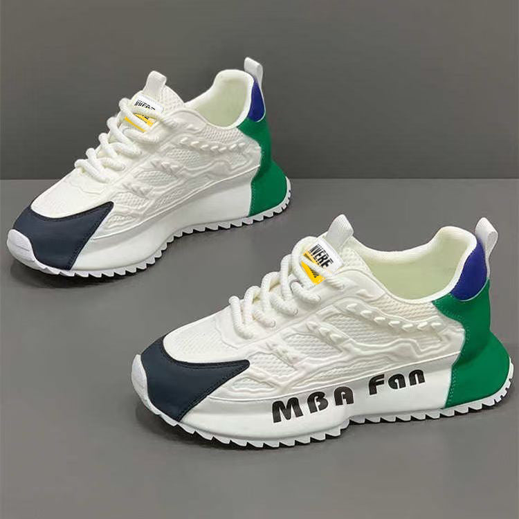 Men's shoes 2025 new winter mesh versatile breathable athletic casual white sneakers height increasing running dad shoes