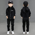 Boys' double-sided fleece-lined thickened gold velvet set, mid-to-large children's zip-up cardigan, sporty casual winter two-piece outfit