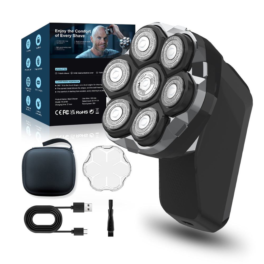 exclusive shaving head handy gadget men's variable speed electric shaver magnetic suction 7 blade shaving razor washable dual-use