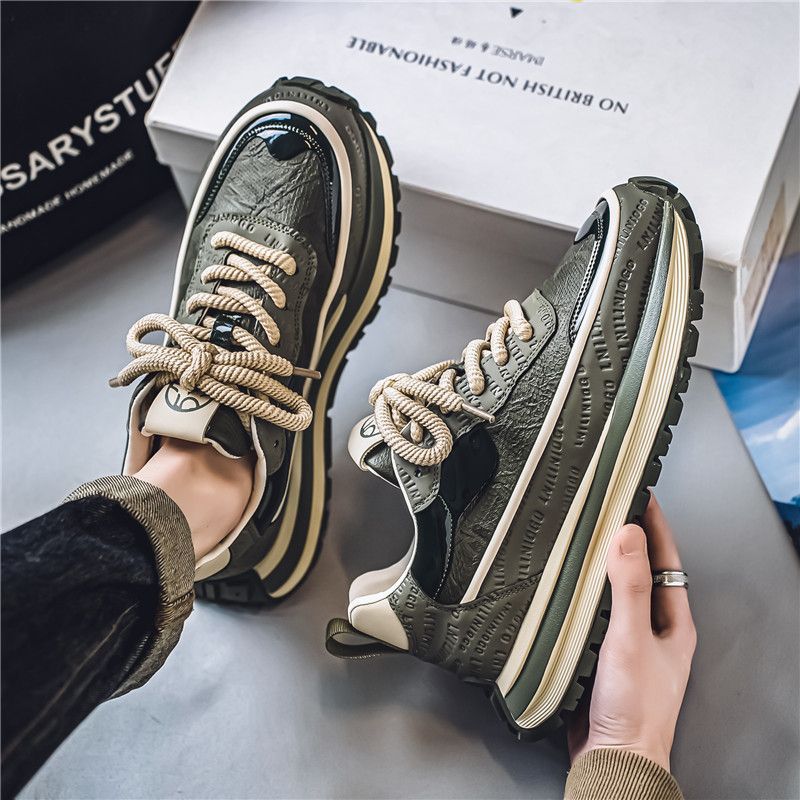 Men's shoes: 2025 spring new arrivals - breathable low-top dad shoes, versatile trendy chunky sole height-increasing sneakers, athletic casual footwear