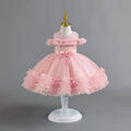 Ready-to-ship new children's formal dress - off-the-shoulder tulle princess dress for baby girls' first birthday