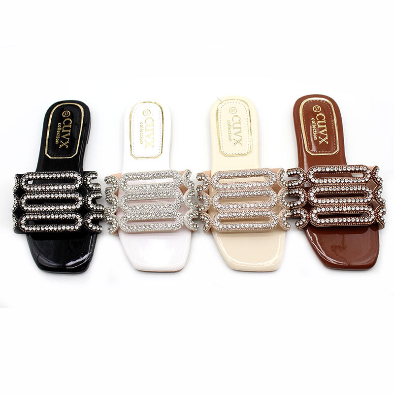 Wholesale Leisure Ladies slippers Spot Fashion Light Luxury Rhinestone Women's Cool Slippers