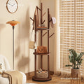 Solid wood rotating coat rack, freestanding vertical clothes rack, bedroom home living room light luxury storage shelf