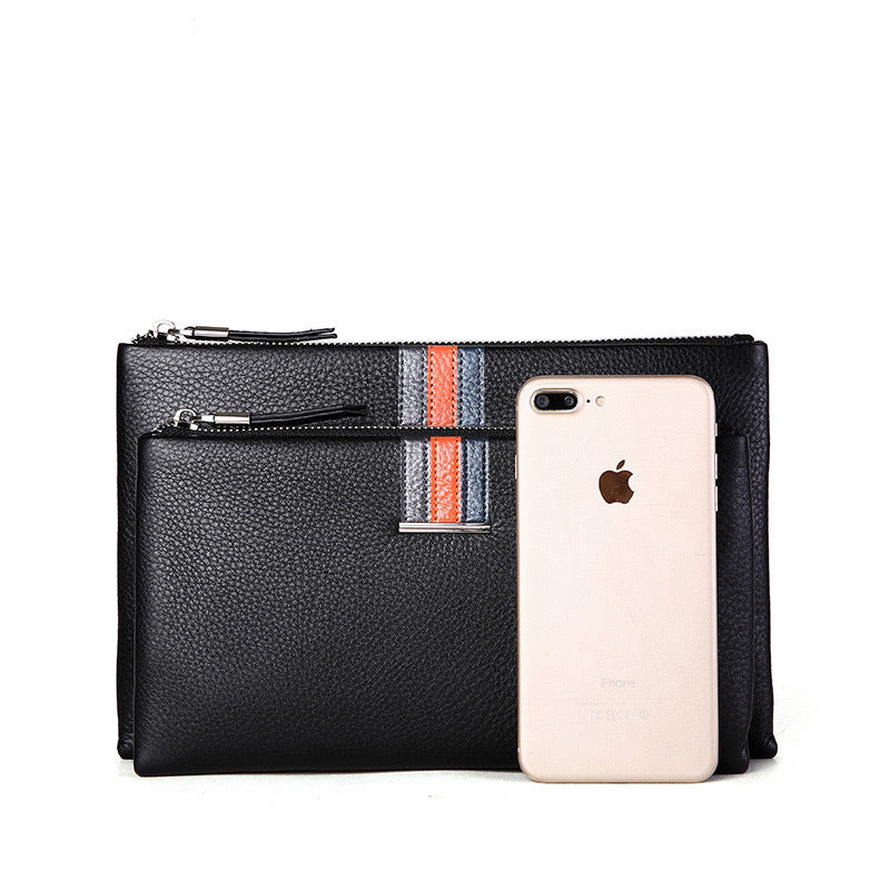 New men's genuine leather clutch bag, clutch bag, cowhide business envelope bag, intelligent anti-theft and anti-lost clutch bag, men's portable.