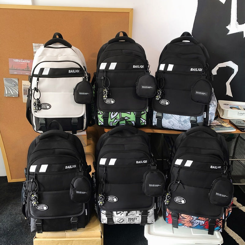 New trendy graffiti backpack - high-value anime cartoon design, large capacity, lightweight, waterproof student backpack