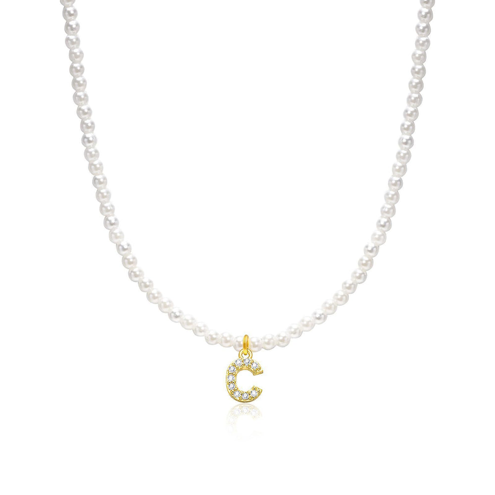 new arrival imitation pearl necklace niche style design 26 english letter pendant necklace classy sense collarbone chain necklace