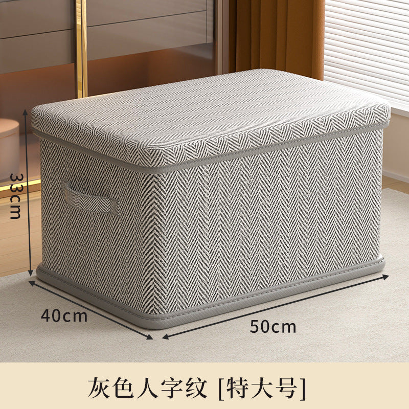 Clothes storage box Household large-capacity wardrobe Snacks toys Layered finishing artifact Folding storage box basket with lid
