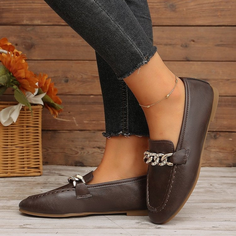 Plus sizecasual loafers for women springnew arrival soft bottom metal exportflatsflats lazy bean shoes