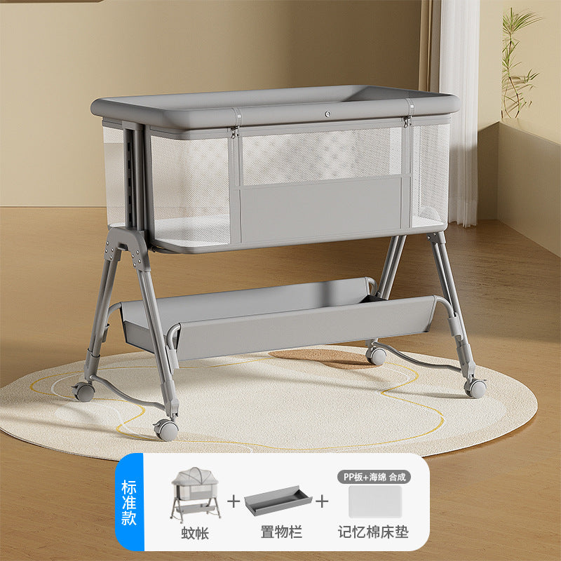 Baby crib: portable, foldable, multi-functional, adjustable height, seamless splicing, newborn-sized bassinet